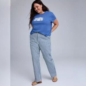 NWT Torrid Belle Isle High Rise Straight Leg Pleated Trouser Jean Stripe 24 Tall